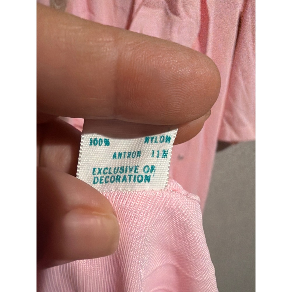 Vintage Pink Peignoir Set Nightgown Robe Gold Lace Trim Maxi 2 Piece Loungewear - Picture 15 of 15
